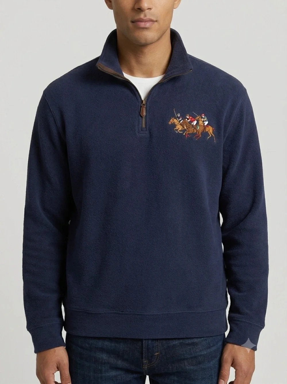 Polo Ralph Lauren Triple Pony 1/4 Zip Sweater Mens Navy Size XXL